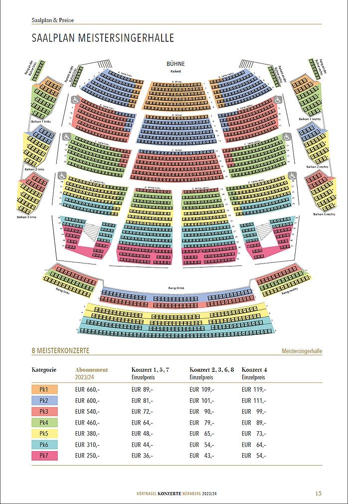 Hoertnagel Saalplan Meistersingerhalle Saison 2023/24